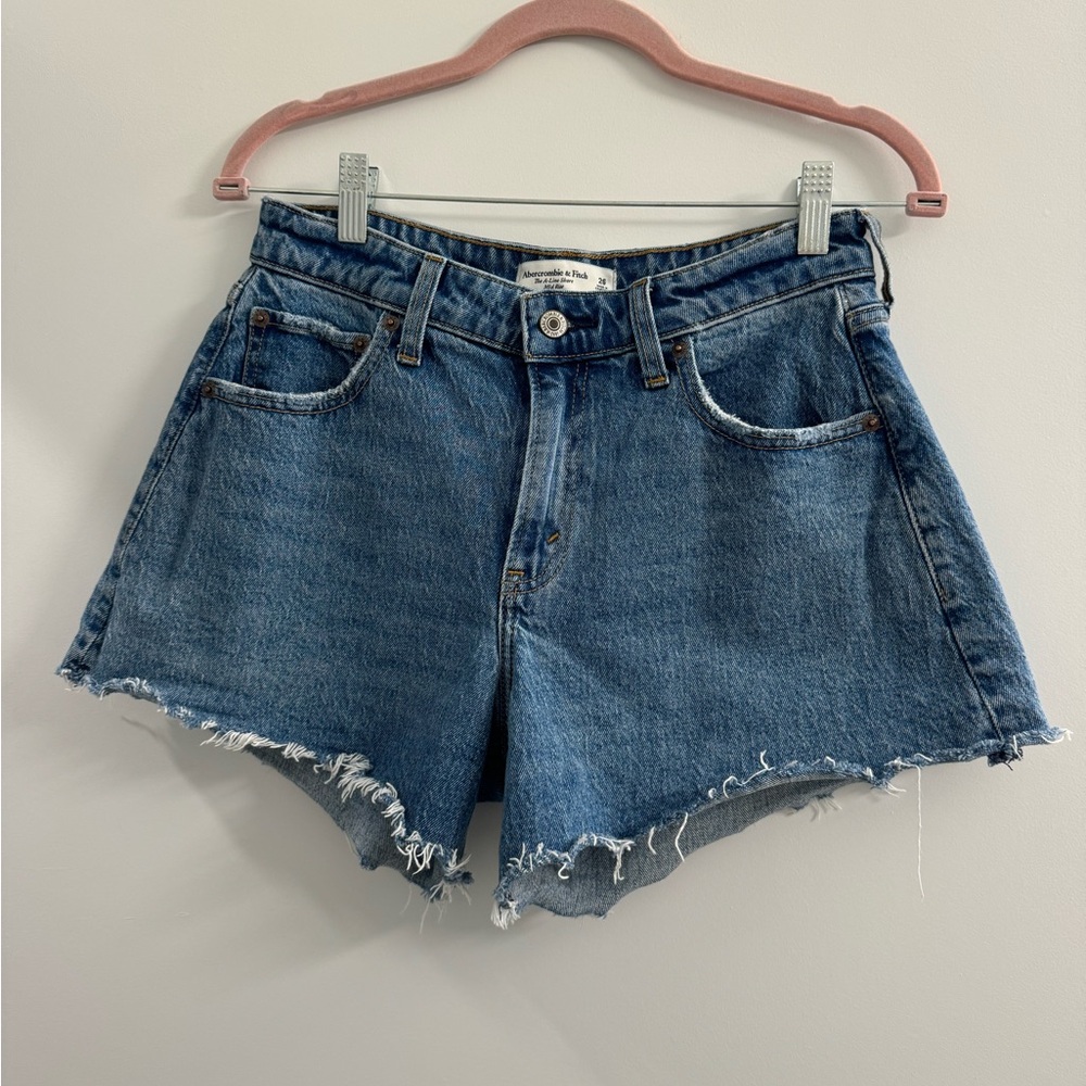 Abercrombie & Fitch Blue Jean Shorts Distressed Raw-Edge
